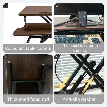 32 Inch Desk Converter, Height Adjustable Sit To Stand Riser, Dual Monitor And Laptop Workstation With Wide Keyboard - view 2
