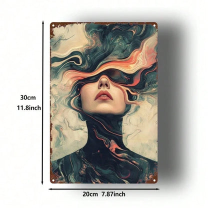 Abstract Woman Drowning Metal Sign 8x12 In, Farmhouse Bathroom Wall Decor, 2D Flat Room Accent Plaque - view 2