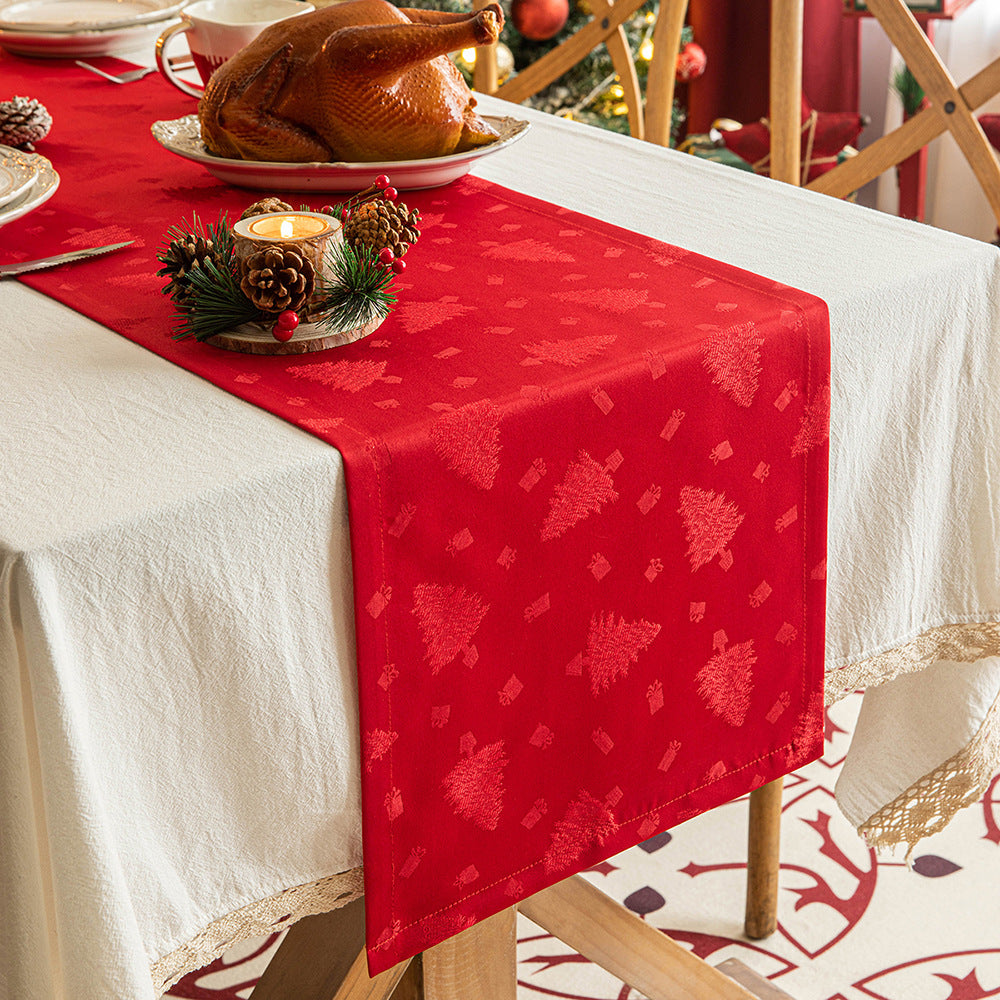 Christmas Table Runner Dark Jacquard Dining Table - view 6