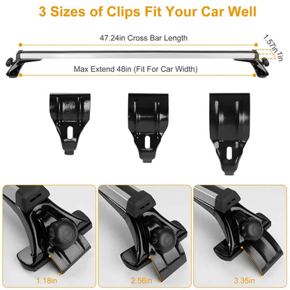 47.24in Universal Top Roof Rack Cross Bar Cargo Carrier Aluminum Crossbar Rack With 165LBS Capacity Fit For Most - view 2