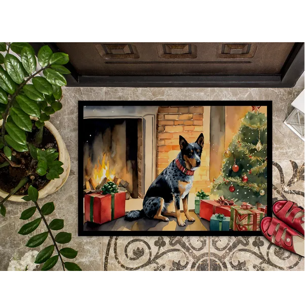 Australian Cattle Dog Cozy Christmas Doormat Front Door Mat Indoor Outdoor Rugs For Entryway