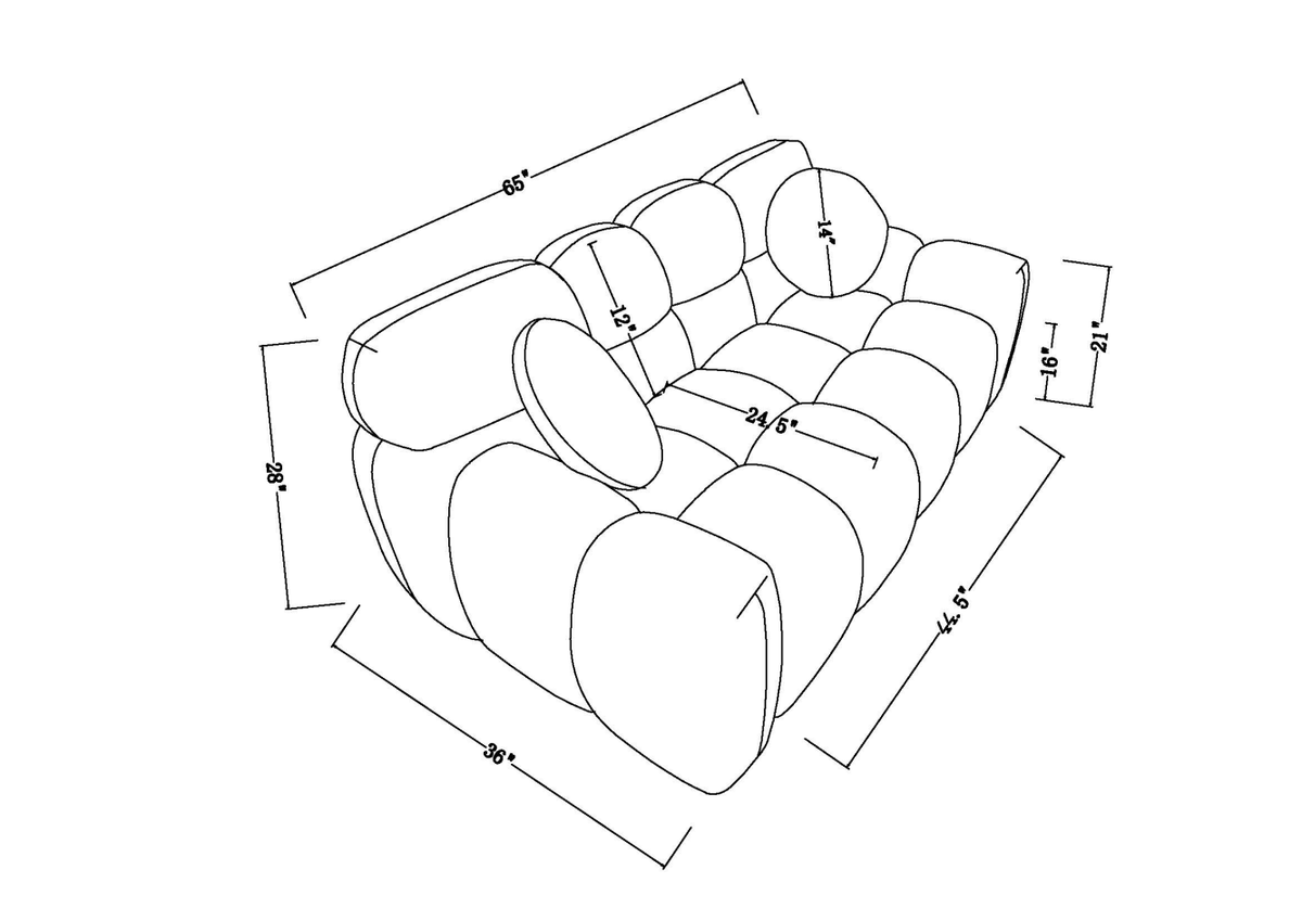 64.96 Length,35.83inch Deepth,human Body Structure For USA People, Marshmallow Sofa,boucle Sofa,2 Seater, BEIGE BOUCLE - view 3