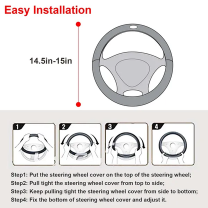 Steering Wheel Cover 14.5in-15in Diameter Universal Fiber Leather Car - view 3