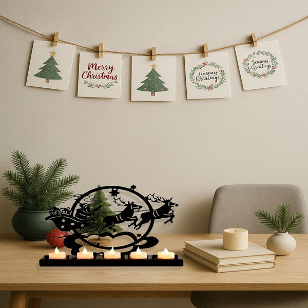 Vintage Iron Reindeer Candle Holder For Christmas Table And Mantel Decor - view 3