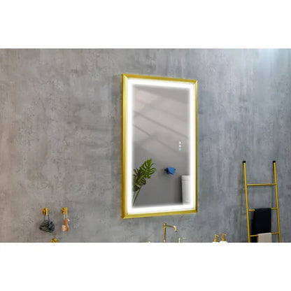 42x24 Inch LED Frontlit Bathroom Mirror with Metal Frame, Wall Mounted Vanity Mirror with Smart Touch Button, Anti-Fog - view 4
