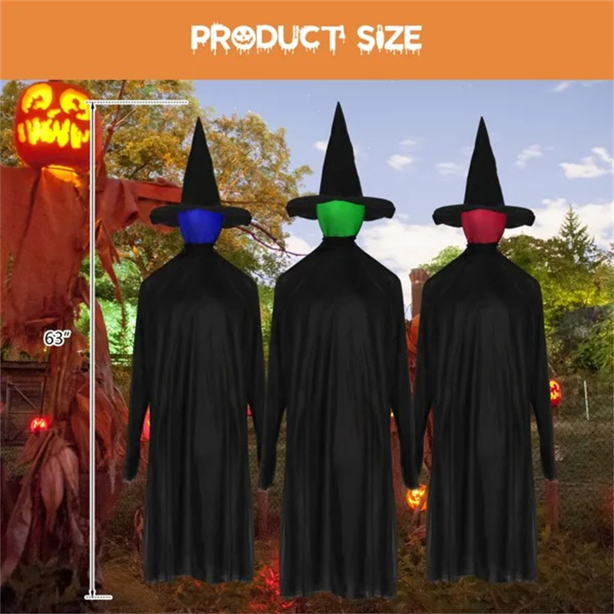 Halloween Black Witches With Change Colors