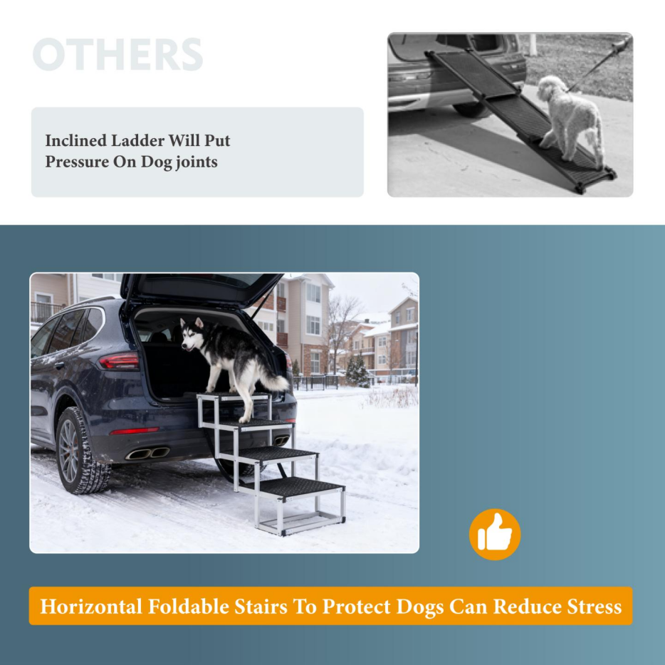 Foldable Dog Ramp For Cars, SUVs, Trucks, Portable Pet Dog Stairs For Large Dogs With Non-Slip Surface & Reinforced - view 2