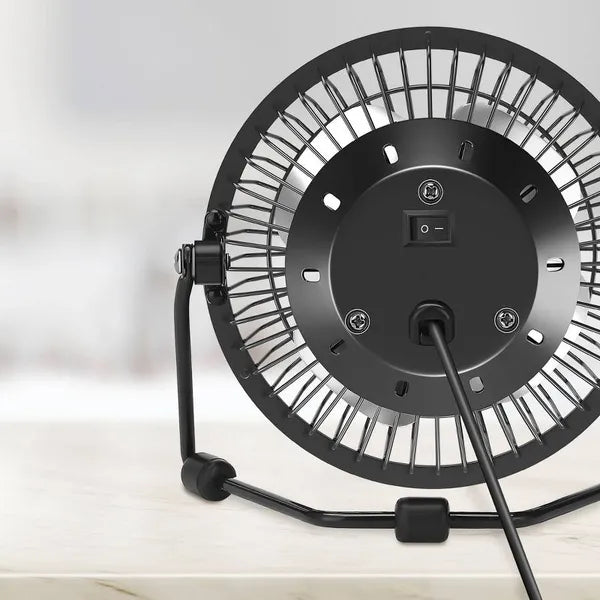 4" USB Powered Adjustable Head Personal Desk Fan Black - view 2