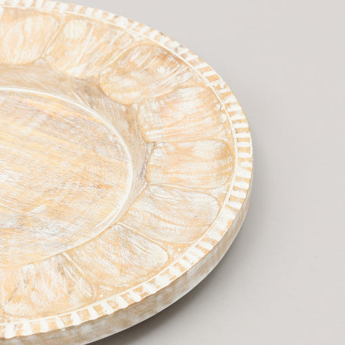 Handcrafted Wood White Charger Plate Wooden Dinning Placemat Artisan Wood Tableware - view 6