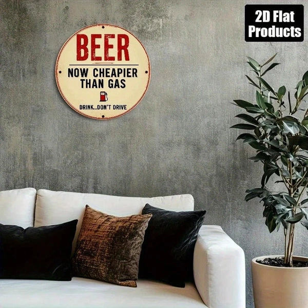 Beer Is Cheaper Than Gas Wooden Wall Art, Than Gas Wooden Wall Art, Wooden Wall Art, Vintage Gas Station Bar Sign - view 4
