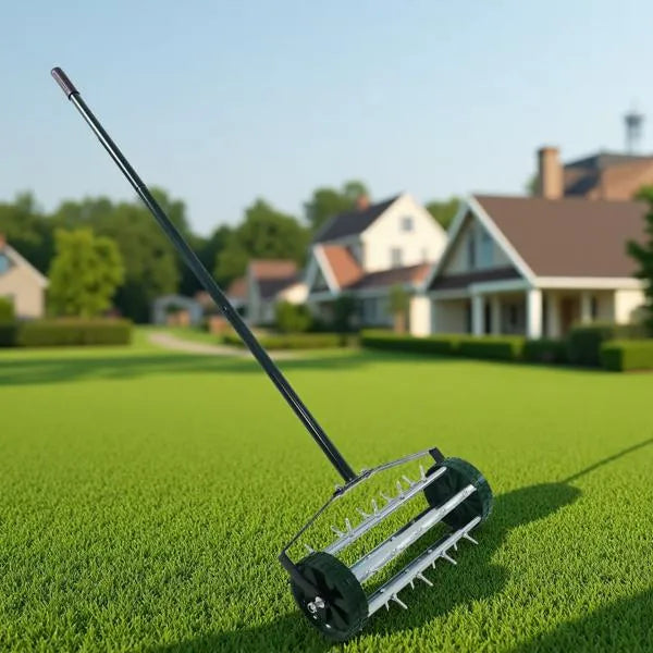 Heavy Duty Rolling Lawn Aerator,Rolling Lawn Aerator, Rotary Push Tine Spike Soil Lawn Aerator Gardening Tool