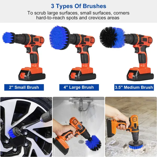 3Pcs Drill Brush Power Scrubber Cleaning Brush For Car - view 5