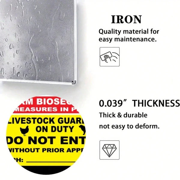 1pc Vale Farm Biosecurity Livestock Guardian Metal Sign, Caution Danger Safety Warning Notice, Safety Warning Notice - view 5