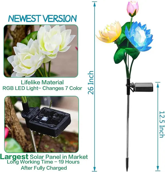 Solar Garden Lights, Lotus Flower Lights, Outdoor Light For Garden, Patio, Yard Decoration - view 6