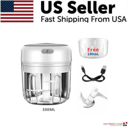 Electric 300ML Garlic Press Chopper Chili Onion Fruits Meat Mincer Blender Mixer - view 3