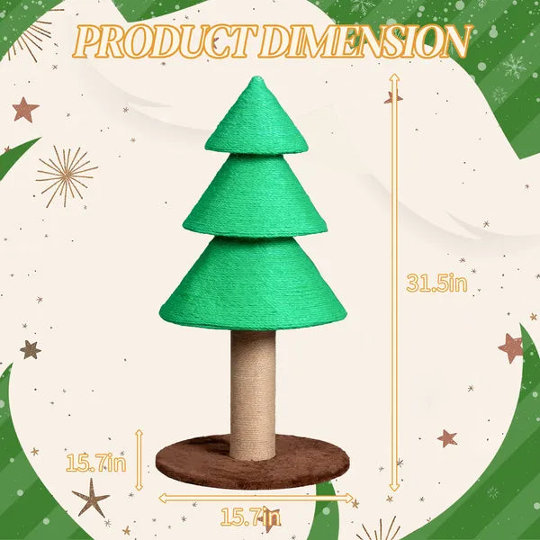 31.5in Christmas Tree Cat Scratcher, Cat Scratching Post For Indoor Cats - view 2