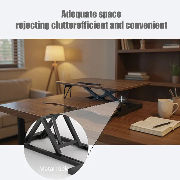 32 Inch Desk Converter, Height Adjustable Sit To Stand Riser, Dual Monitor And Laptop Workstation With Wide Keyboard - view 5