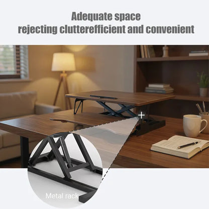32 Inch Desk Converter, Height Adjustable Sit To Stand Riser, Dual Monitor And Laptop Workstation With Wide Keyboard - view 5