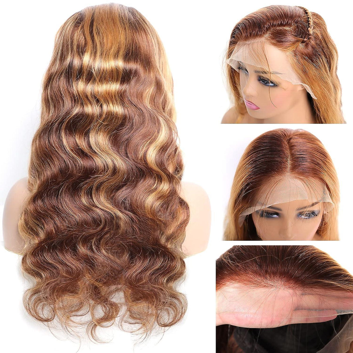 P4 27 13x4 Lace Front Wig Human Hair Body Wave Density - view 6