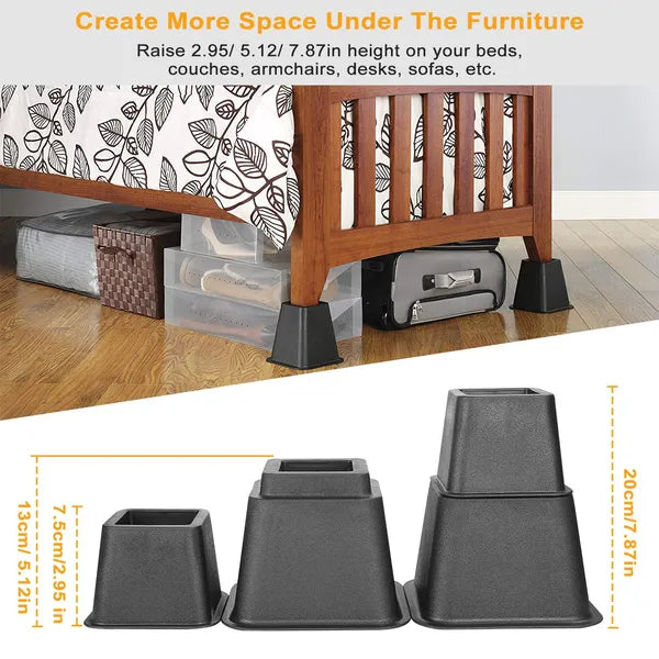8Pcs Furniture Risers 500kg 1100lbs Capacity Bed Lifters Adjustable Couch Table Chair Risers - view 4