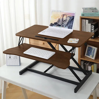 32 Inch Desk Converter, Height Adjustable Sit To Stand Riser, Dual Monitor And Laptop Workstation With Wide Keyboard