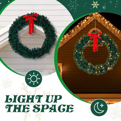 60in Pre-lit Christmas Wreath, Lighted Artificial Xmas Wreath With 220 Warm & Multi-color Lights And 600 PVC Tips - view 4