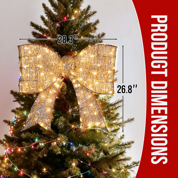 Pre-lit Outdoor Giant Bowknot Christmas Decoration, Lighted Metal Frame With 124 Warm White LED Lights - view 3