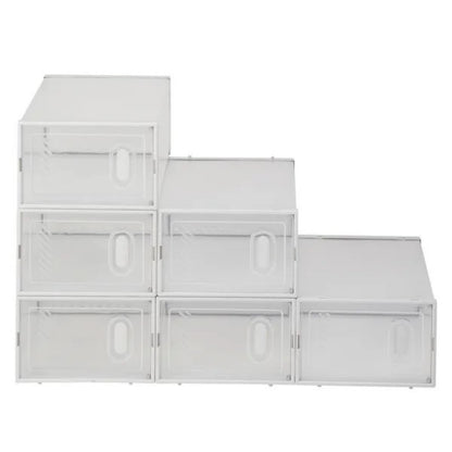Shoe Storage Boxes 6 Pack Clear Plastic Stackable White - view 3