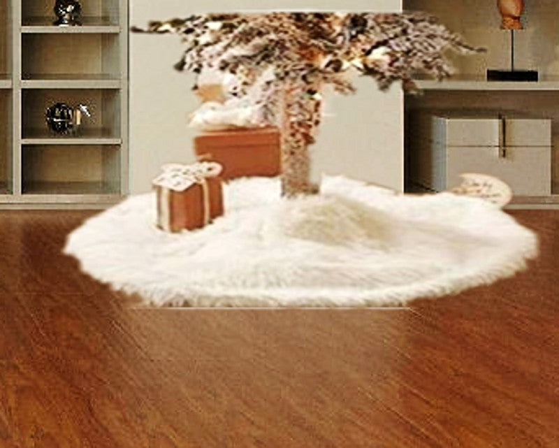 Pure white plush Christmas tree skirt Christmas plush tree skirt 78cm 90cm 122cm Christmas tree decoration tree - view 3