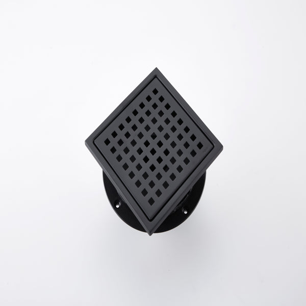 6 Inch Square Shower Drain With Removable Square Patterned Grate, 304 Stainless Steel With Flange And Hair Strainer - view 4