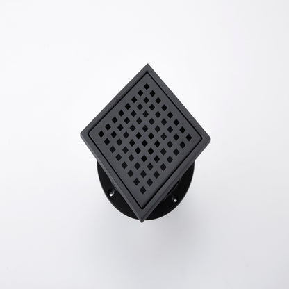 6 Inch Square Shower Drain With Removable Square Patterned Grate, 304 Stainless Steel With Flange And Hair Strainer - view 4