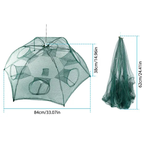 Fishing Trap Net Portable Folded Fishing Bait Trap Shrimp Minnow Crab Bait Net 6 Sides 6 Holes Crayfish Cast Mesh Trap - view 2