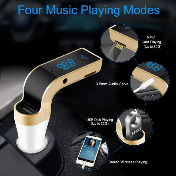 Car Wireless FM Transmitter USB Charger Hands-free Call MP3 Player MMC Card Reading Aux-in LCD Display - view 2