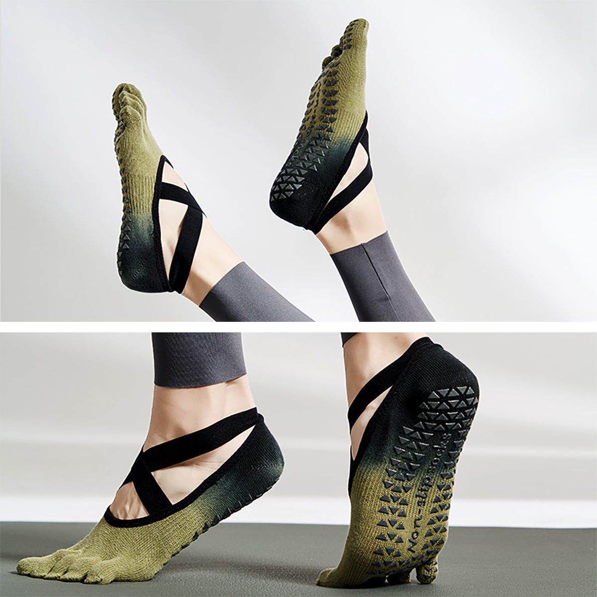 Yoga Socks For Women With Grips Grippy Yoga Socks For Women Men Non-Slip Full Toe Sticky Grip Accessories For Yoga - view 5