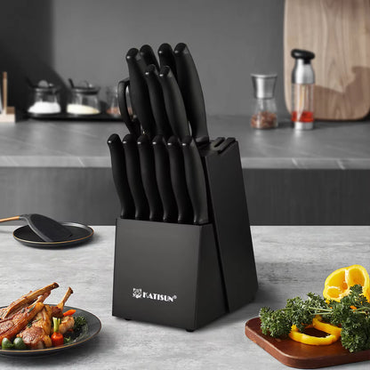 15-Piece Color-Coded Kitchen Knife Set With High-Carbon Chef Knives, Ergonomic Black Non-Slip TPR Soft Handles - view 6