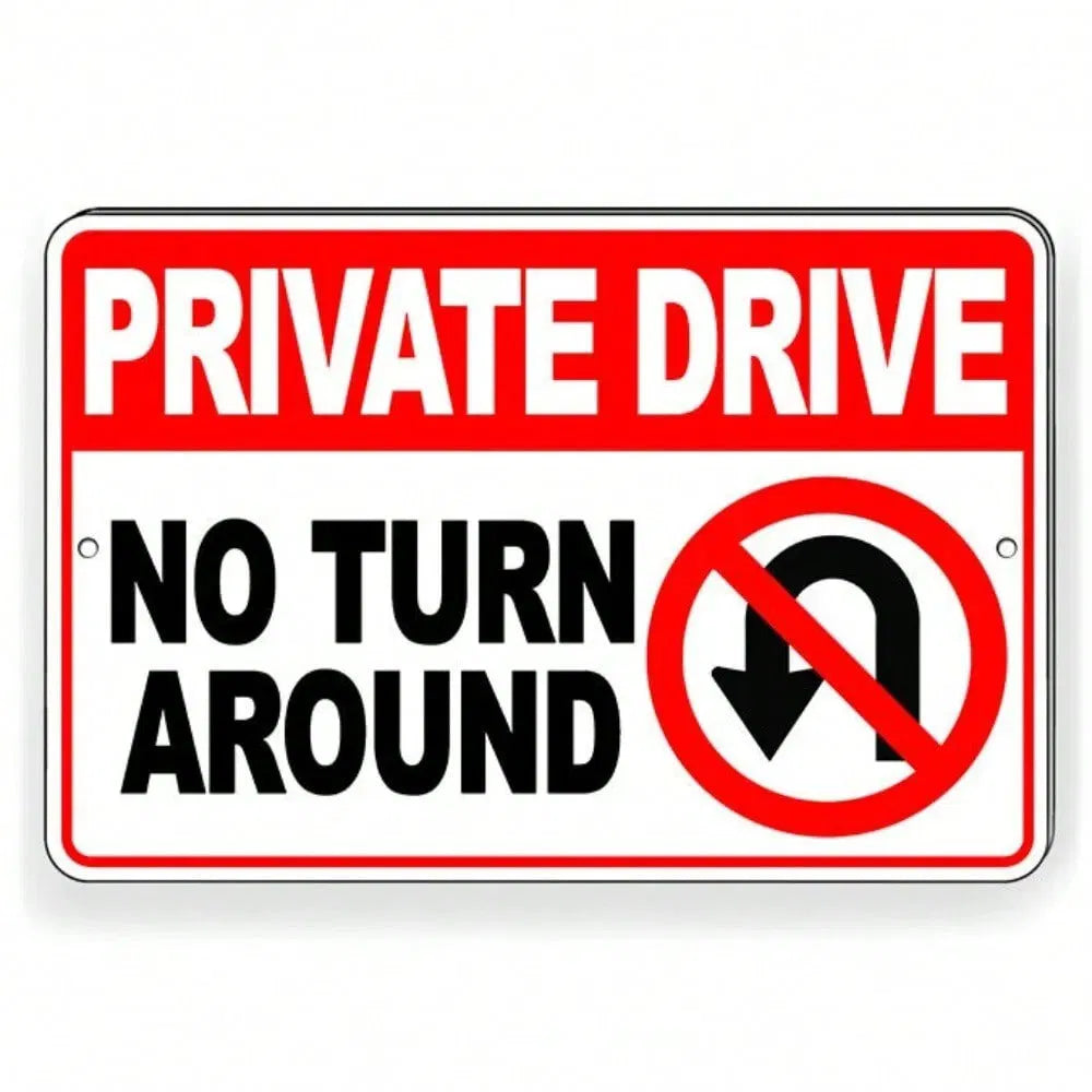 Heavy Duty Metal No Trespassing Private Drive No U Turn Sign - view 6