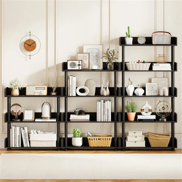 5-Tier Anti-Tipping Open Bookcase With Elevated Legs, Black Display Rack For Home Office - view 5
