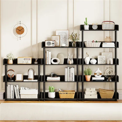 5-Tier Anti-Tipping Open Bookcase With Elevated Legs, Black Display Rack For Home Office - view 5