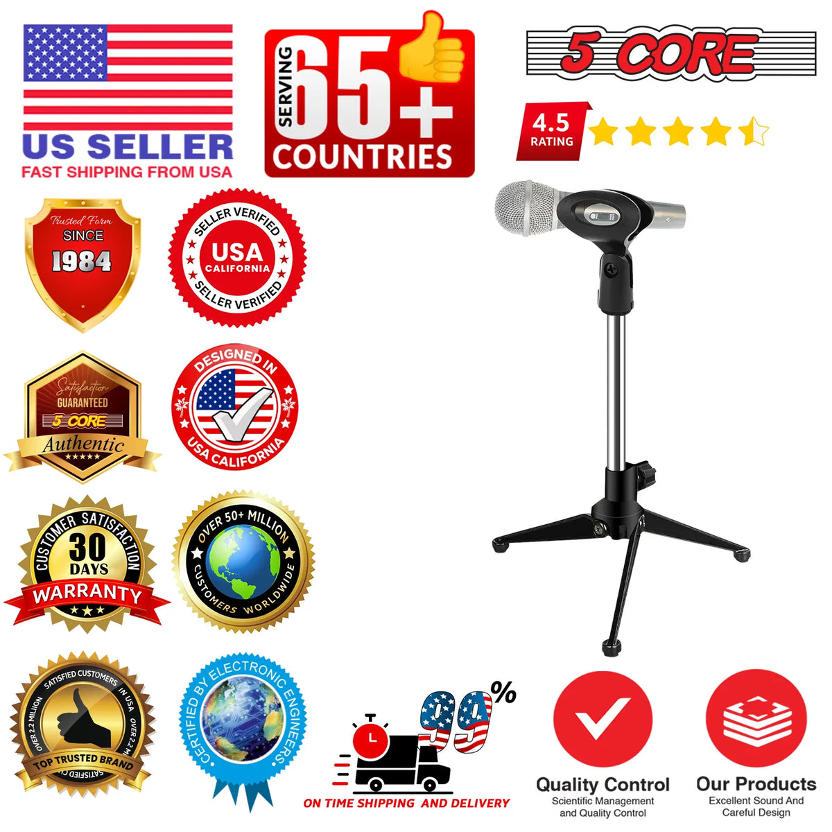 5 Core Desk Mic Stand Adjustable Desktop Microphone Stands Metal Tripod - view 10