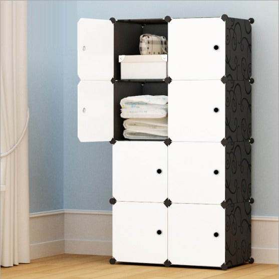 8 Cube Organizer Stackable Plastic Cube Storage Shelves Design Multifunctional Modular Closet Cabinet With Hanging Rod - view 3
