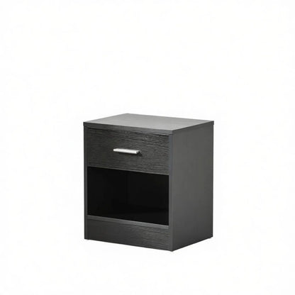 Black Wood Grain Modern Side Table with Drawer & Storage Shelf, Compact End Table for Living Room - view 8