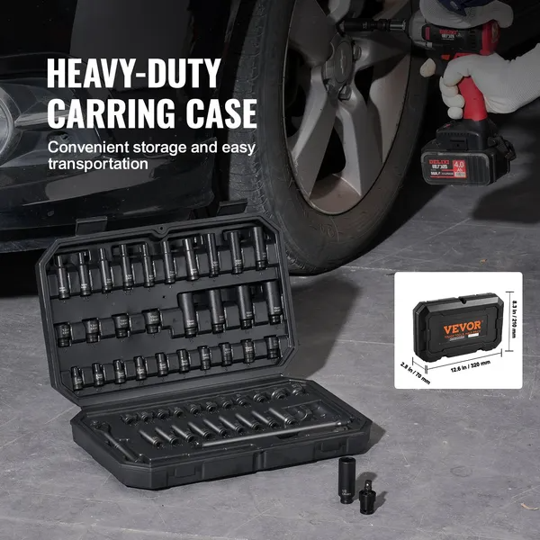 VEVOR Impact Sockets Set 55pcs 6-Point Drive Bit Ratchet Tool Kit Case - view 10