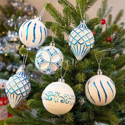 16PCS Shatterproof Christmas Ball Ornaments Set, Hand-Painted Holiday Decor With Assorted Sizes & Designs For Christmas - view 2