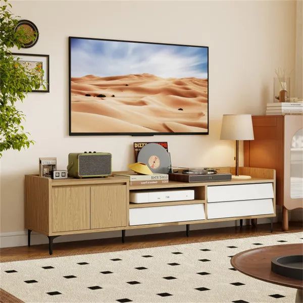 71 Entertainment Center With Drawers & Cabinet, Cable Management TV Console For Living Room - view 3