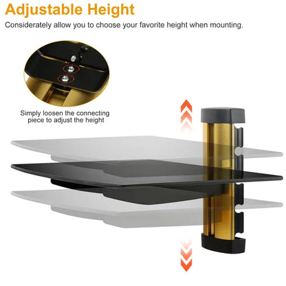 Floating Wall Mounted Strengthened Tempered Glass Shelf For DVD Cable Boxes - view 4