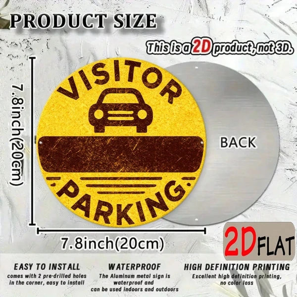 2D Flat Aluminum Round Outdoor Sign 7.87x7.87 Inch, Outdoor Sign, 7.87x7.87 Inch Visitor Parking Symbol Car Design Wall - view 4