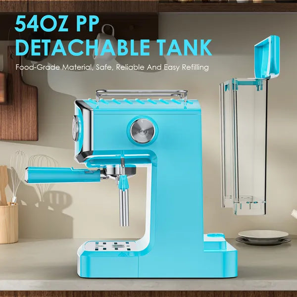 20 Bar Espresso Machine For Home- Professional Compact Espresso Maker With Milk Frother Steam Wand - view 3