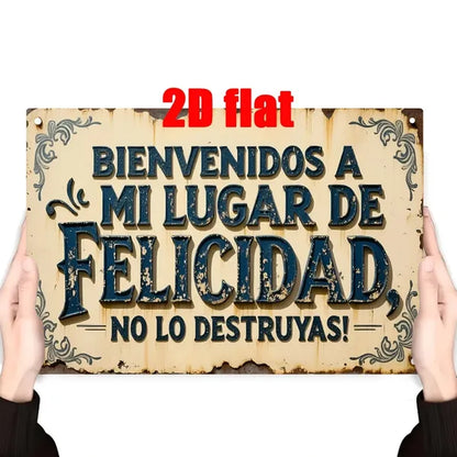 Welcome To My Happy Haven Do Not Ruin It Vintage Metal Sign Floral Rustic Wall Decor For Home Bar Cafe Man Cave - view 3