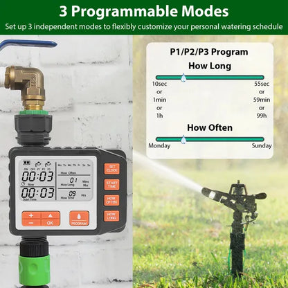 Sprinkler Timer With 3 Watering Programs Manual Mode Automatic Watering System Waterproof Irrigation Timer House Faucet - view 3