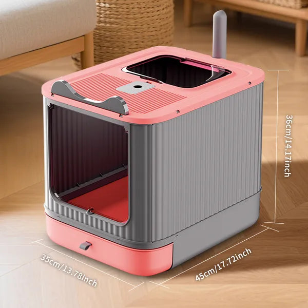 Elevated Leak Proof Elf Pink Cat Litter Box, Made Of Sturdy And Durable Materials - view 5